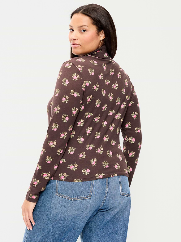 Slim-Fit Printed Turtleneck