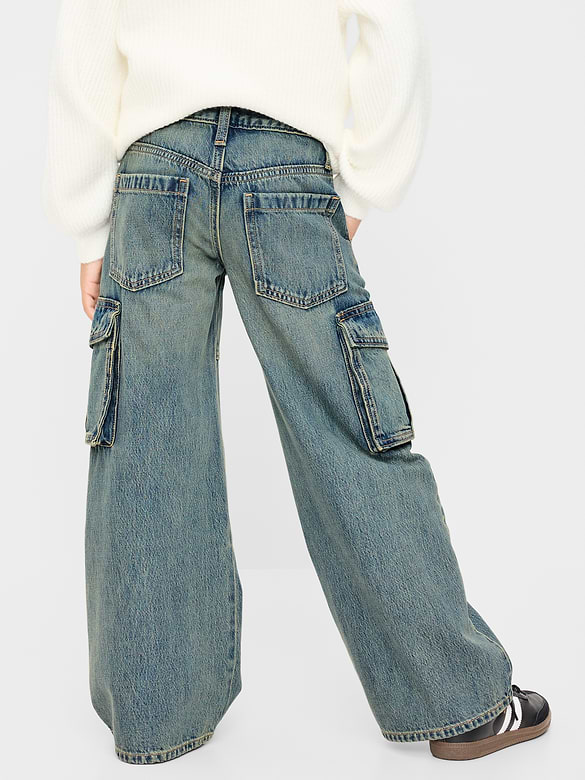 Low-Rise Super Baggy Wide-Leg Cargo Jeans for Girls
