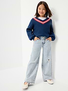 Image 4 of 4, Low-Rise Baggy Ripped Wide-Leg Jeans for Girls