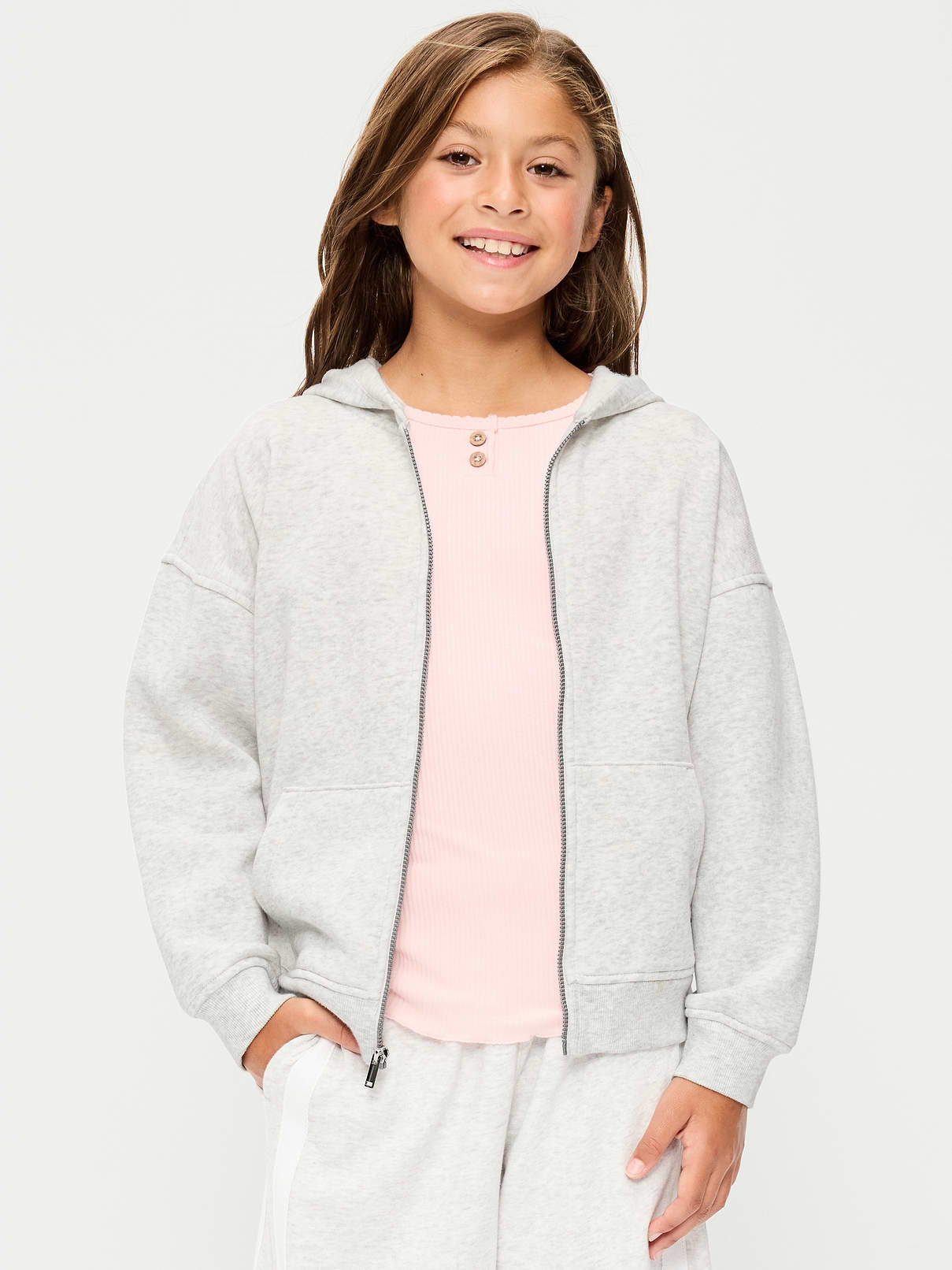 Image number 1 showing, Oversized Fleece Full-Zip Hoodie for Girls