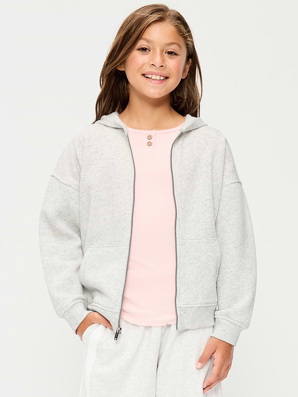 Oversized Fleece Full-Zip Hoodie for Girls