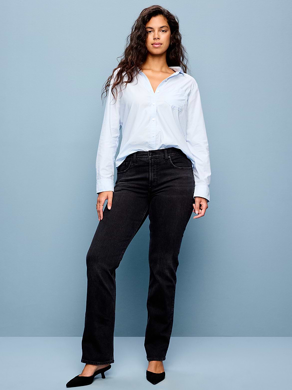 Mid-Rise Straight Jeans