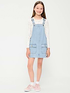 L'image numéro 1 présente Robe-salopette en denim pour fille