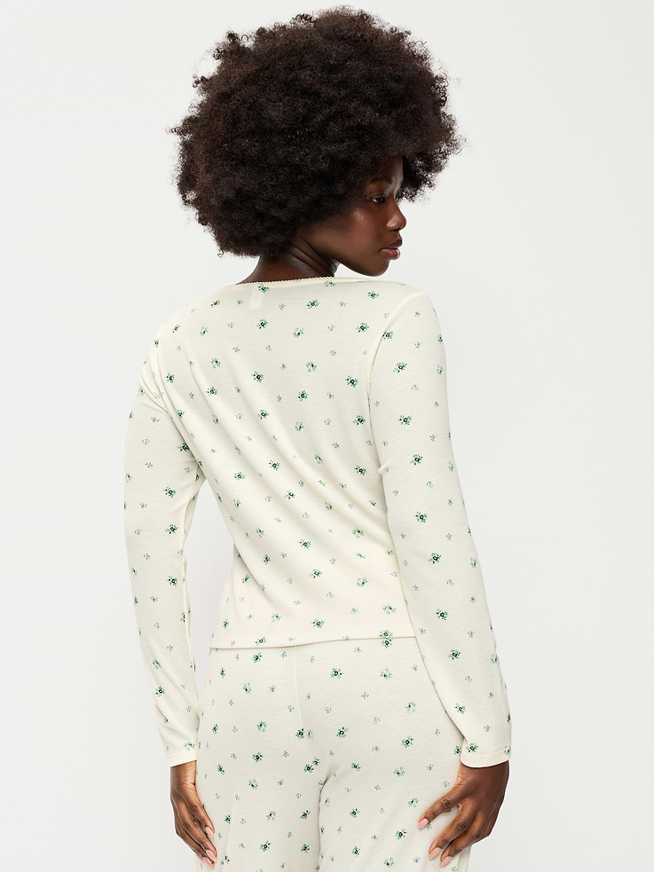 L'image numéro 7 présente Haut de pyjama à manches longues à texture gaufrée