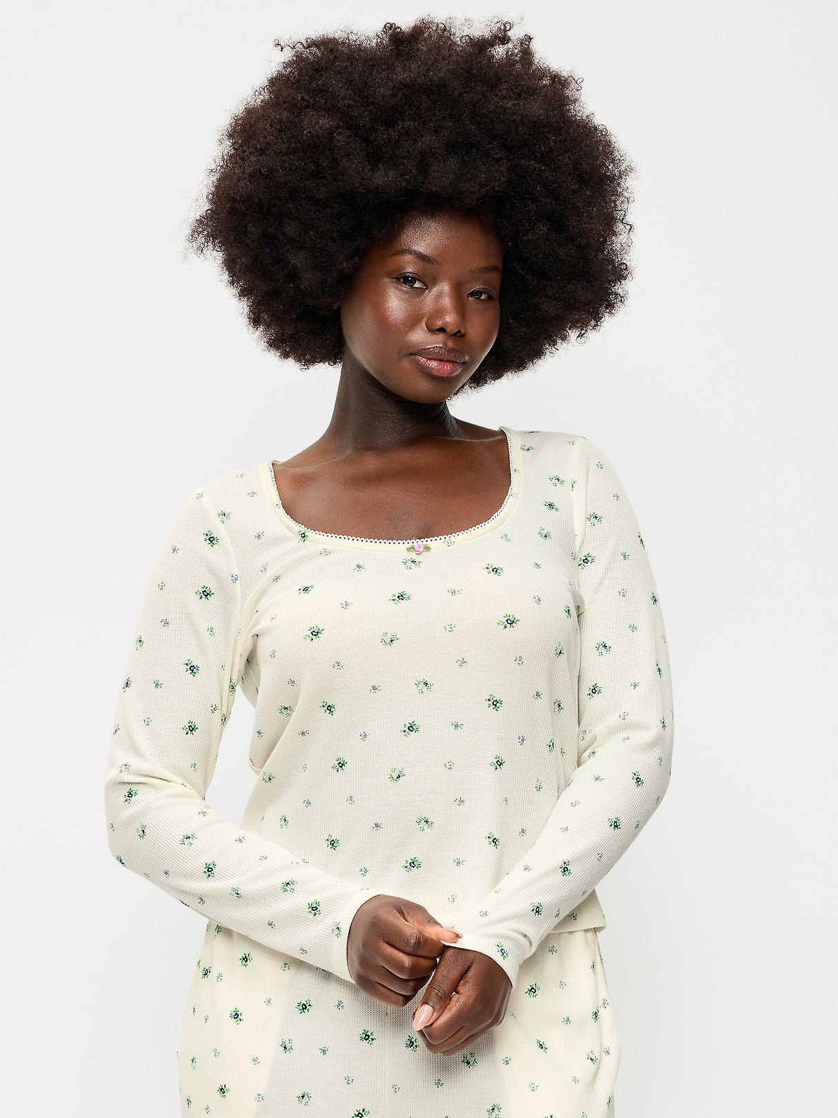 Waffle-Textured Long-Sleeve Pajama Top | Old Navy