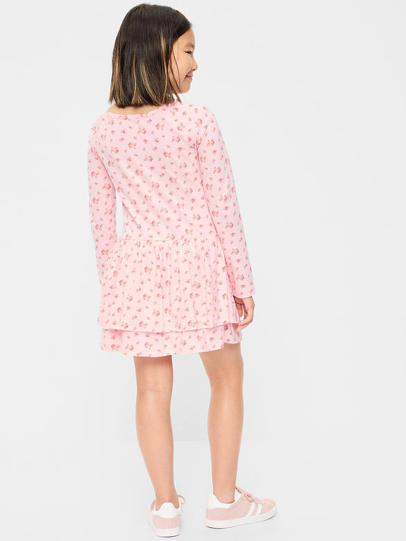 Fitted Long-Sleeve Ruffled Dress for Girls