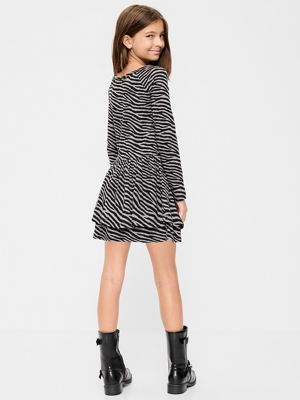 Robe ajustée à manches longues à volants pour fille
