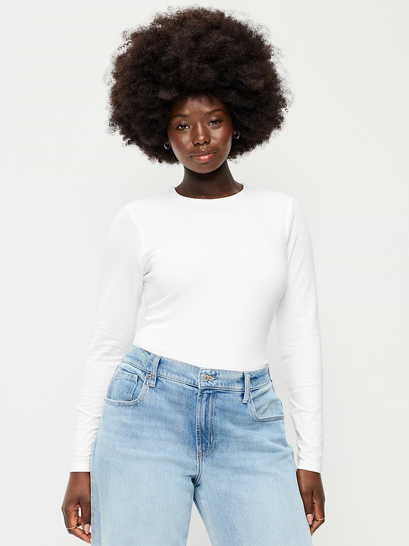 Hug Double-Layer Crew-Neck Long-Sleeve Top