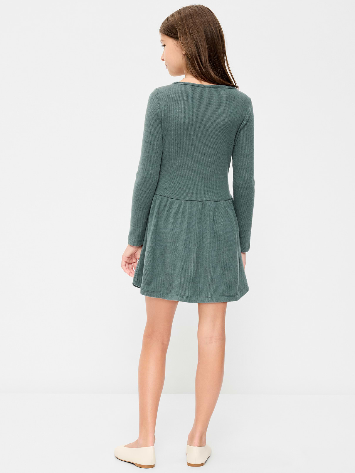 Image 2 of 4, CozePlush Fit and Flare Long-Sleeve Dress for Girls