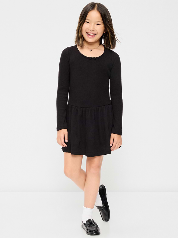 CozePlush Fit and Flare Long-Sleeve Dress for Girls