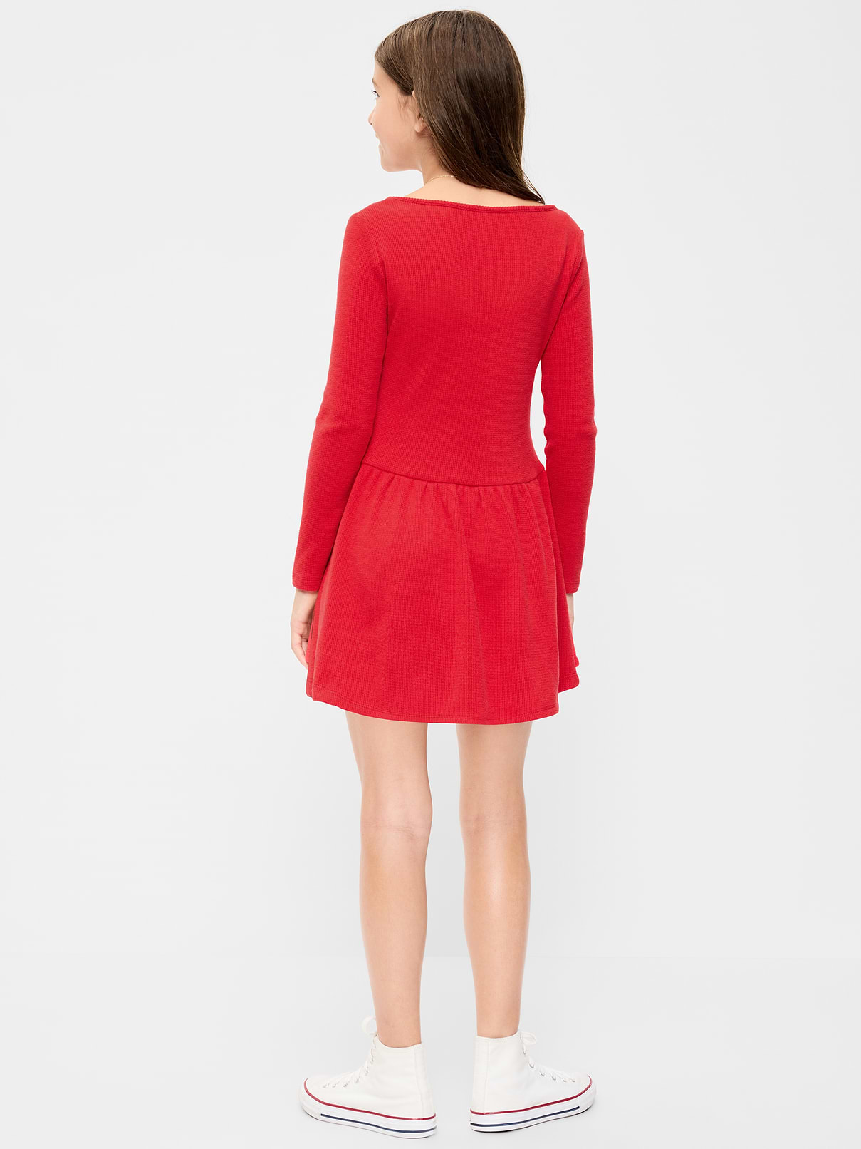 Image 2 of 4, CozePlush Fit and Flare Long-Sleeve Dress for Girls