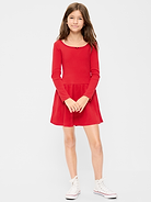 Image 1 of 4, scoop neckline, long sleeves, decorative bow at neckline, drop waist, full skirt, Product #909463