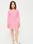 Image 1 of 4, scoop neckline, long sleeves, decorative bow at neckline, drop waist, full skirt, Product #909463