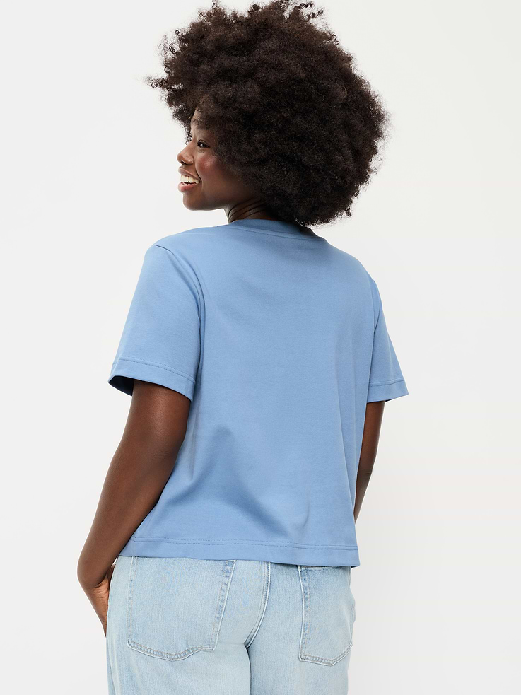 L'image numéro 6 présente T-shirt ras du cou court en tissu épais