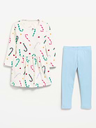 Image 2 of 2, Printed Waffle Knit Dress and Leggings Set for Toddler Girls