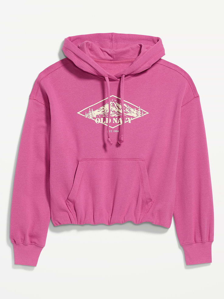 Image 1 of 5, SoComfy. The perfect-weight, never-taking-this-off fleece., built-in hood, drop-shoulder sleeves, kangaroo pocket, shirred cuffs, rib-knit trim, pullover style, Product #909557