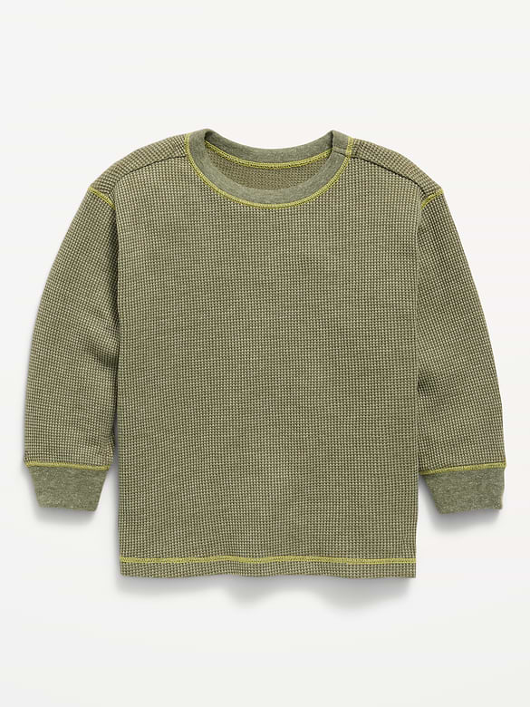 Long-Sleeve Waffle Knit T-Shirt for Toddler Boys