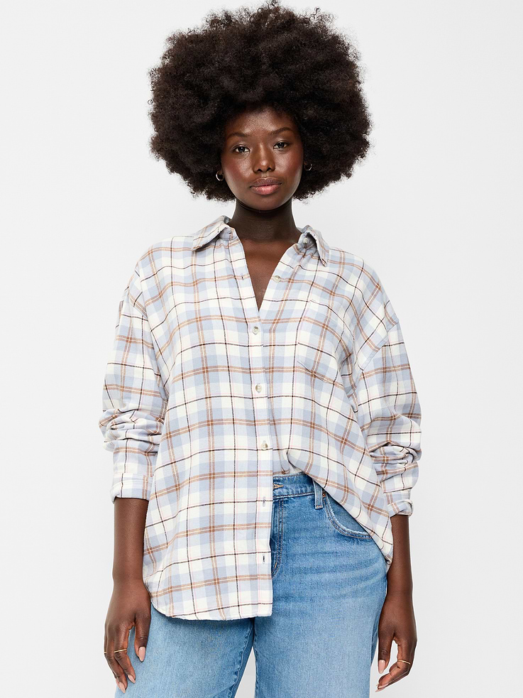 Image number 5 showing, Oversized Button-Down Boyfriend Flannel Shirt