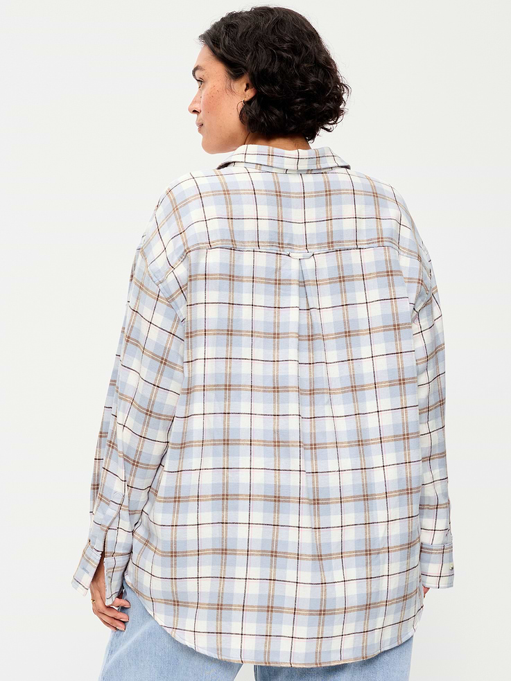 Image number 8 showing, Oversized Button-Down Boyfriend Flannel Shirt