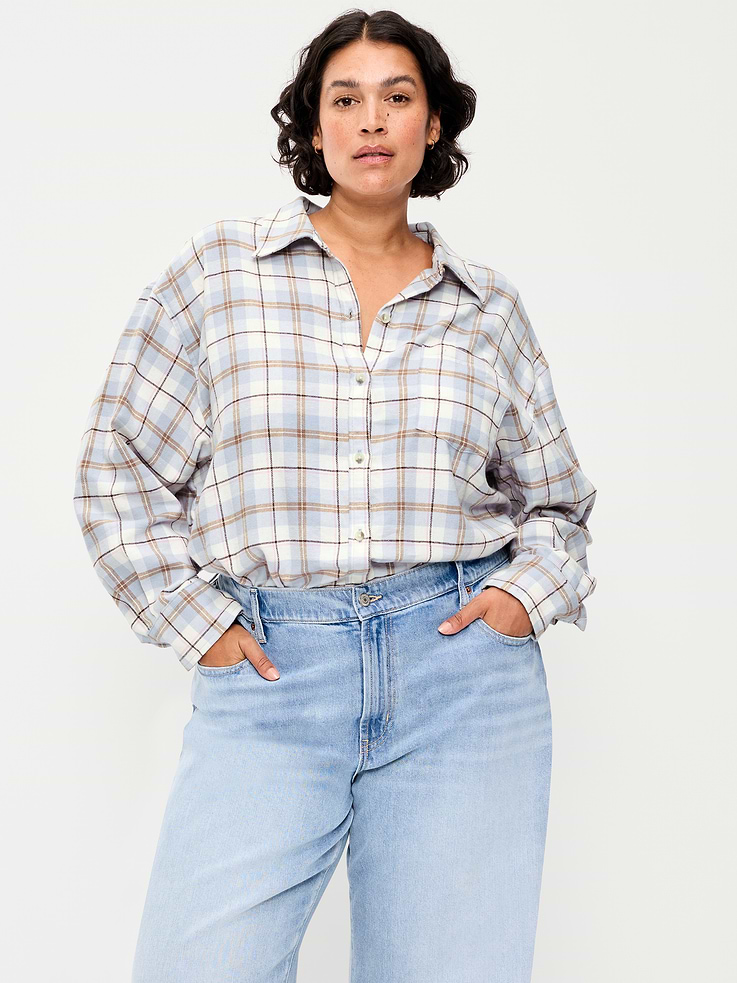 Image number 7 showing, Oversized Button-Down Boyfriend Flannel Shirt