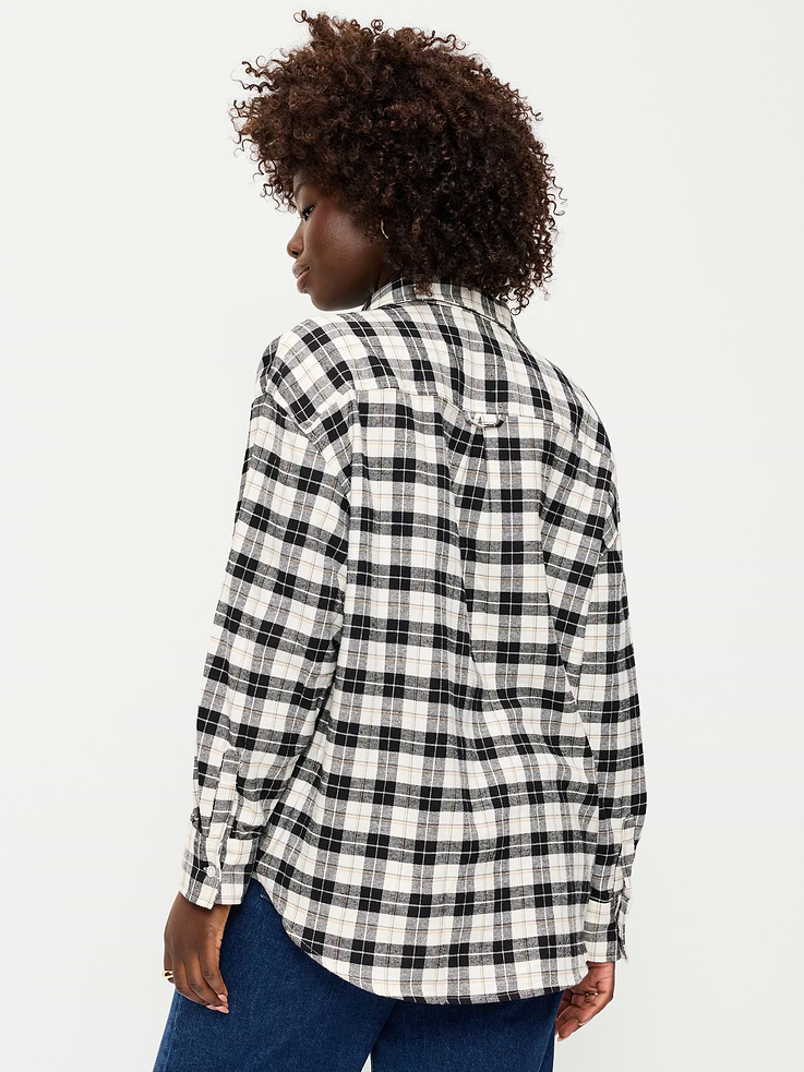 Image number 6 showing, Oversized Button-Down Boyfriend Flannel Shirt