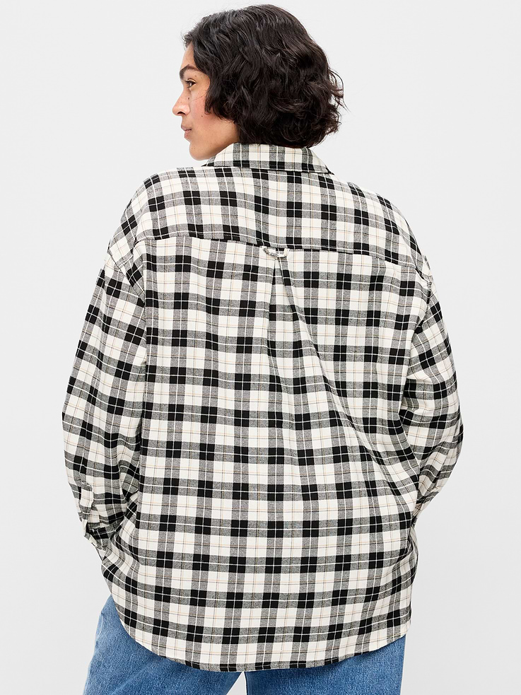 Image number 8 showing, Oversized Button-Down Boyfriend Flannel Shirt