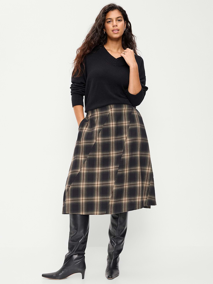 Image 5 of 8, Plaid Midi Skirt