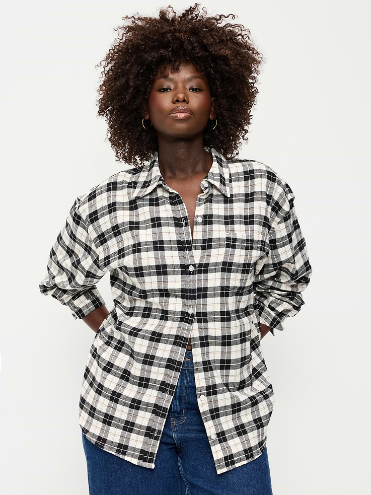 Image number 5 showing, Oversized Button-Down Boyfriend Flannel Shirt
