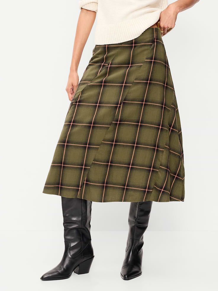 Image 2 of 8, Plaid Midi Skirt