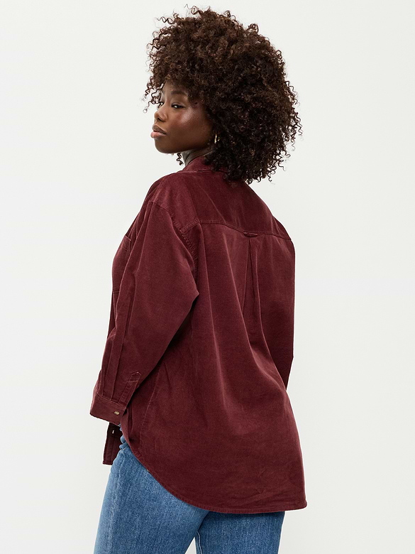 Oversized Boyfriend Button-Down Corduroy Shirt