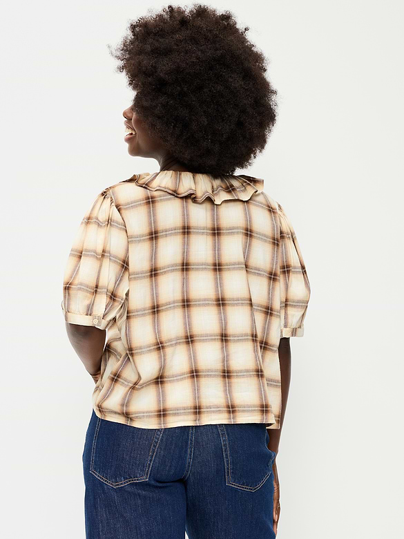 Ruffle Collar Tie-Front Top