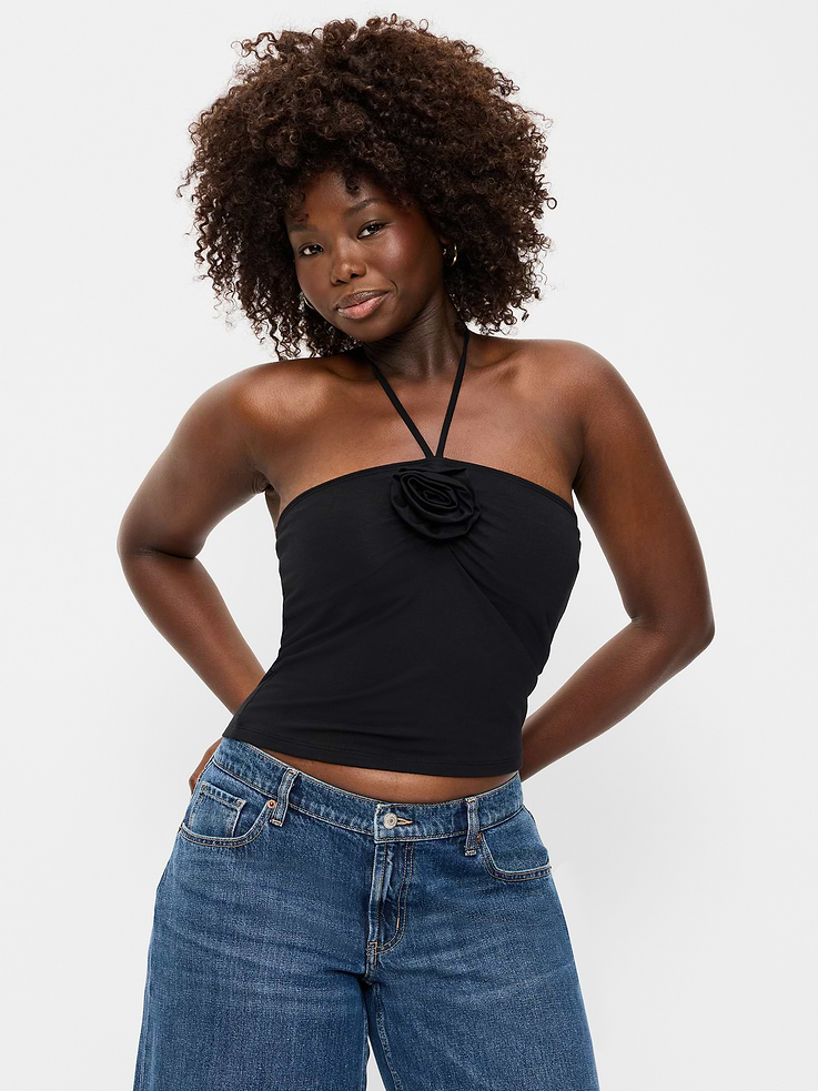 L'image numéro 6 présente Bustier à col écharpe à rosette