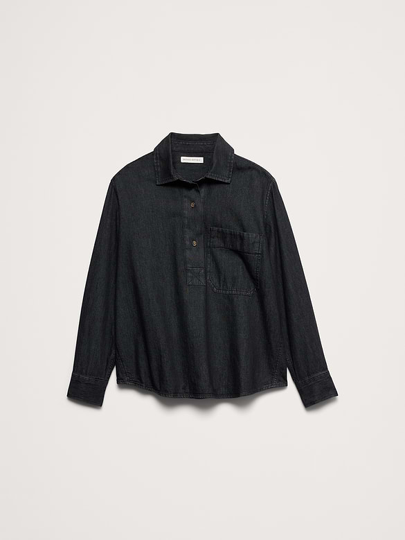 Relaxed Cotton Popover Shirt