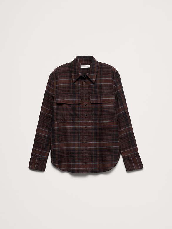 Oversized Cotton Twill Utility Pocket Shirt