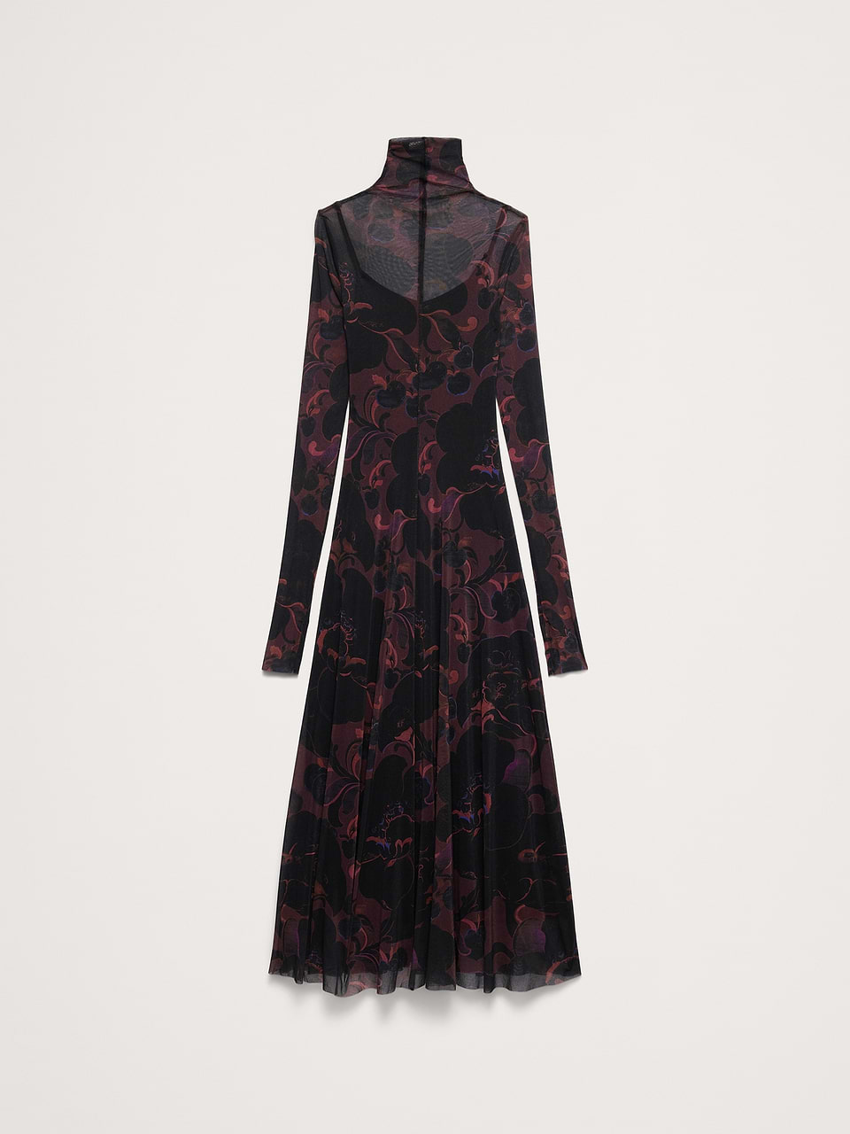 banana republic mesh long-sleeve maxi dress black floral botanical Women's Plum Purple Size XL Size:12-13 Y(36K)