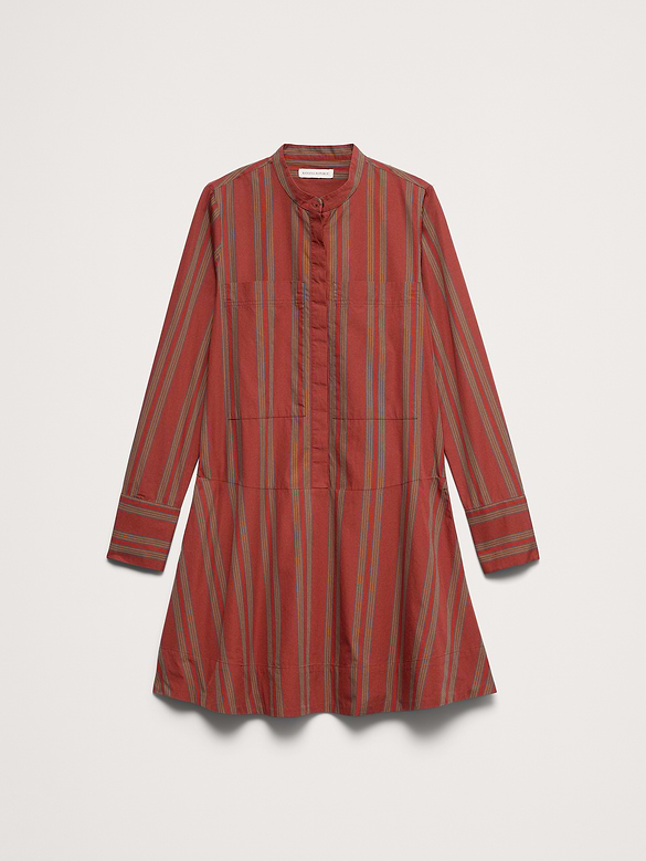 Cotton Trapeze Mini Shirt Dress