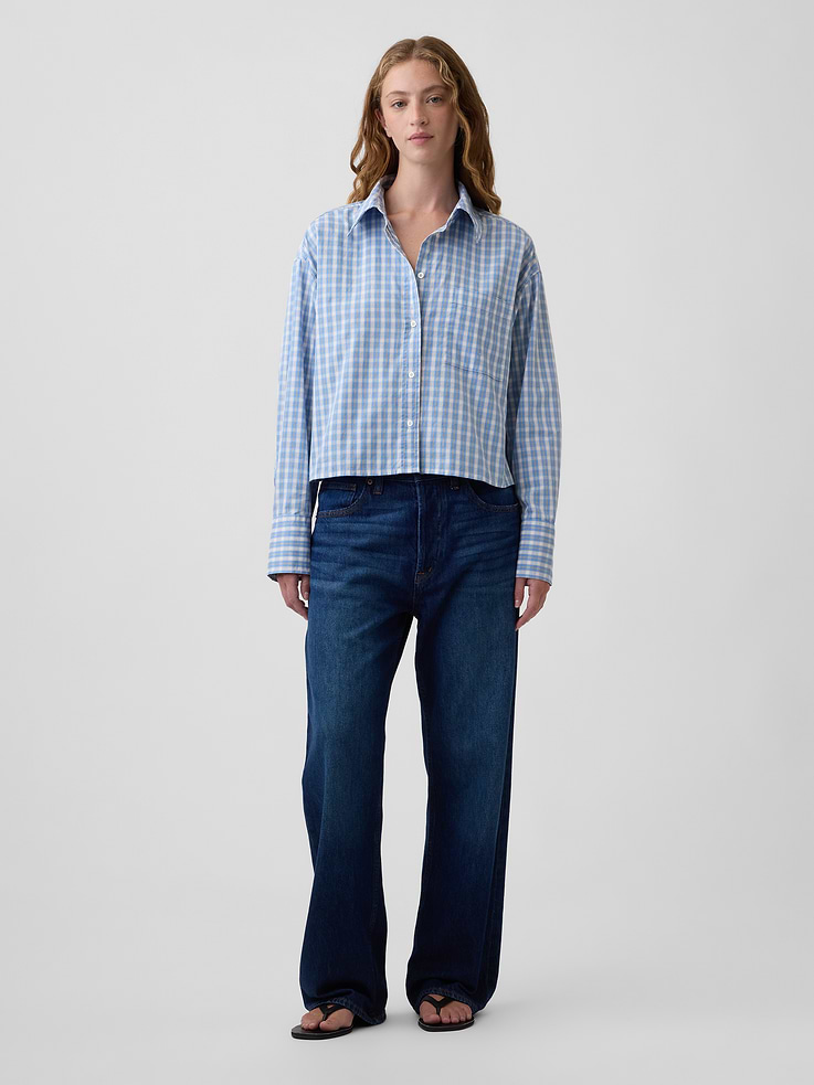 Image number 3 showing, Relaxed Cropped Poplin Shirt