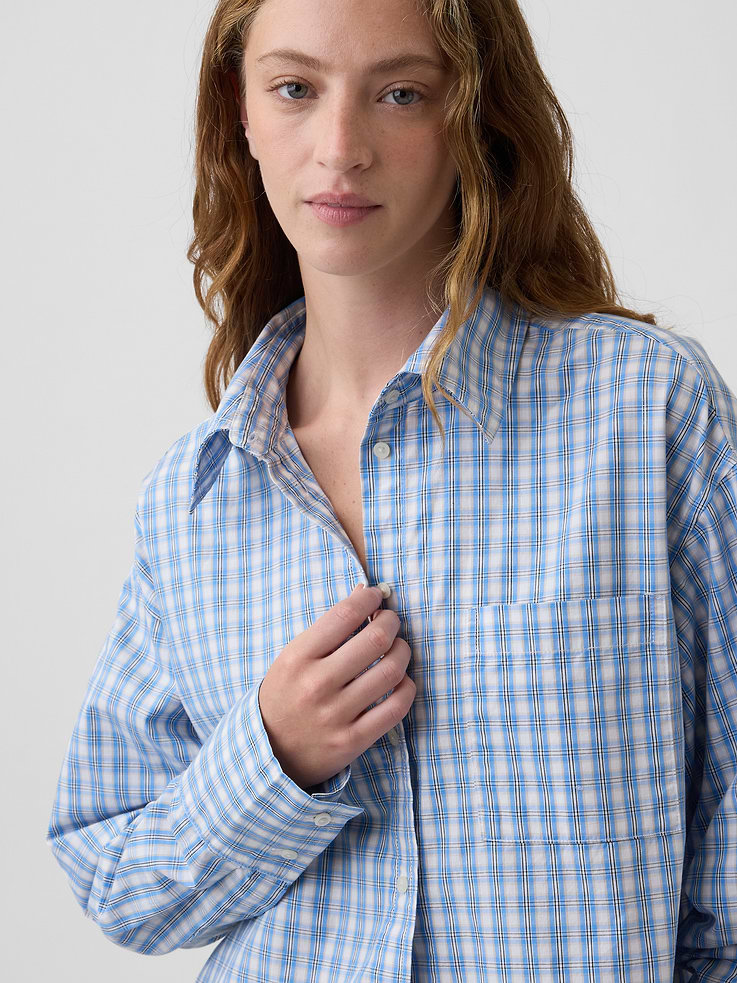 Image number 4 showing, Relaxed Cropped Poplin Shirt