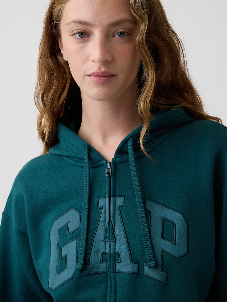 Image 4 of 5, Relaxed Gap Logo Zip Hoodie