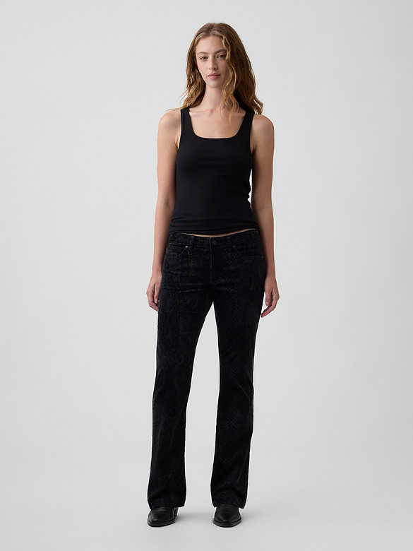 Low Rise Snake Print Long & Lean Corduroy Pants