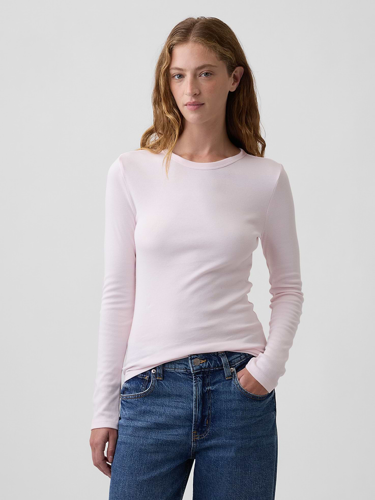 Image number 1 showing, Modern Ribbed Crewneck T-Shirt