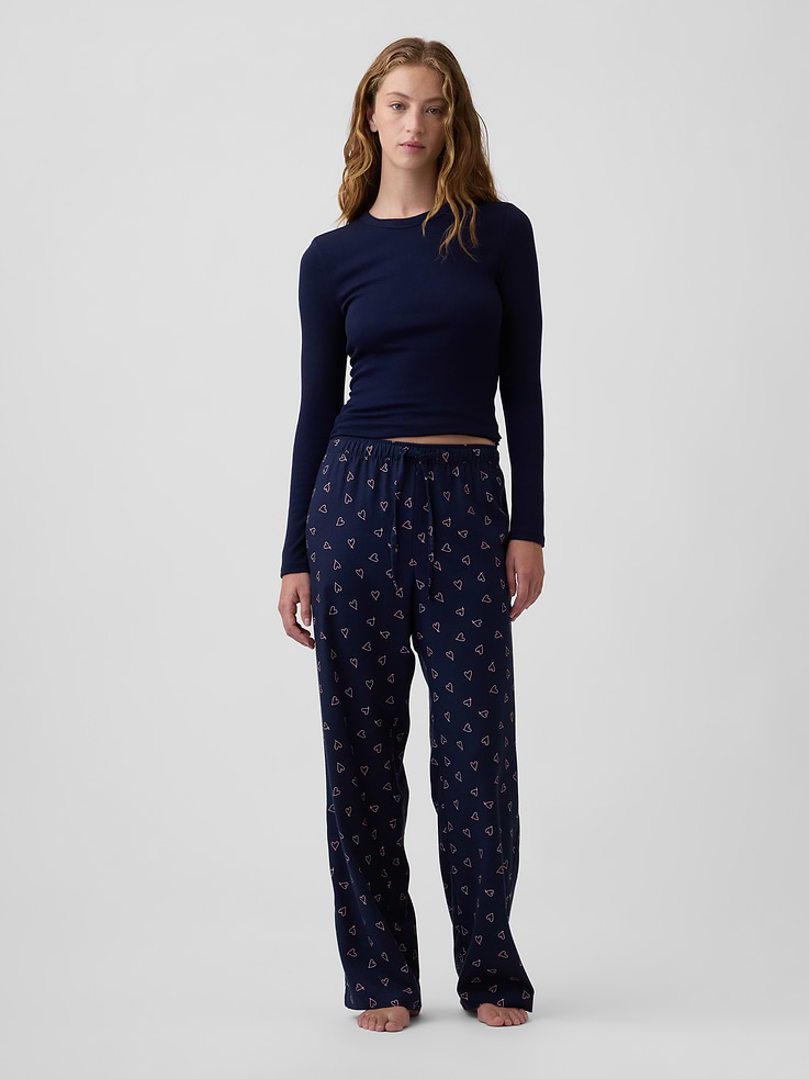 Image 1 of 4, Smooth flannel sleep pants., Drawcord ties at elasticized waist., Select styles have allover print or stripes., Product #1178604