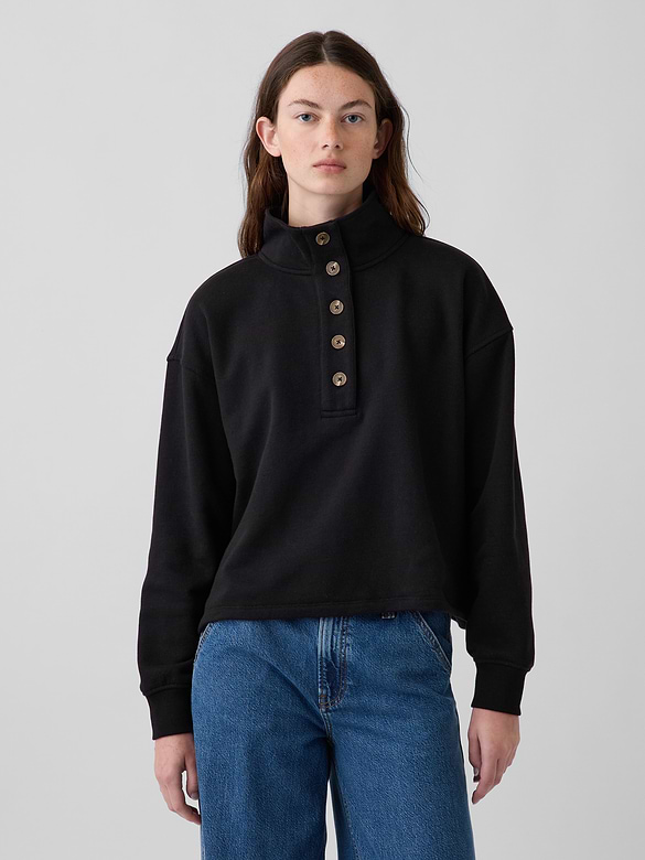 VintageSoft Oversized Henley Pullover