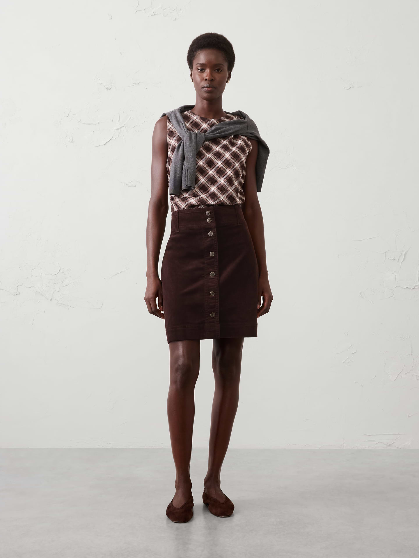 Image number 1 showing, Corduroy Button-Down Mini Skirt