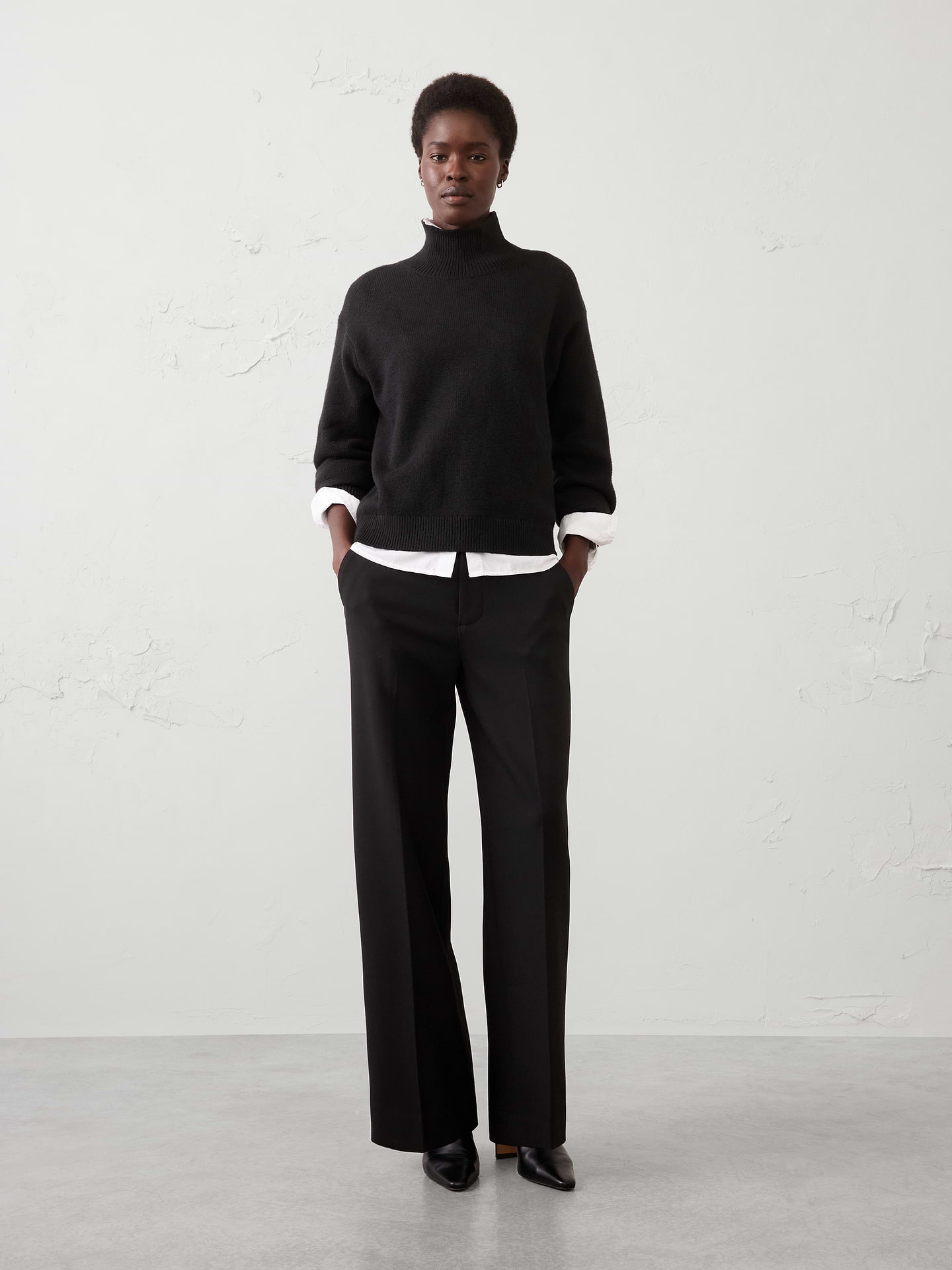 Image number 1 showing, Wide-Leg High-Rise Double Weave Pant