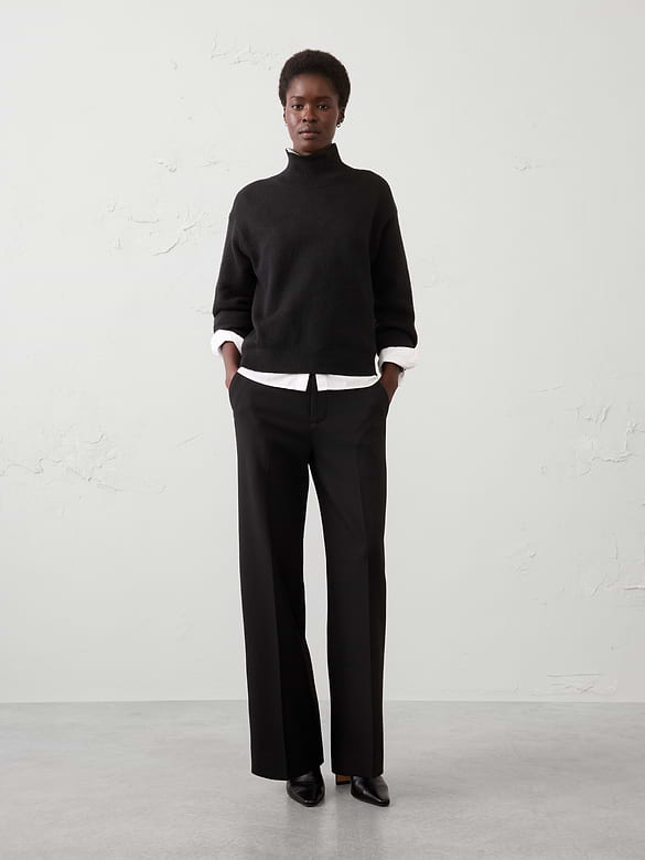Wide-Leg High-Rise Double Weave Pant