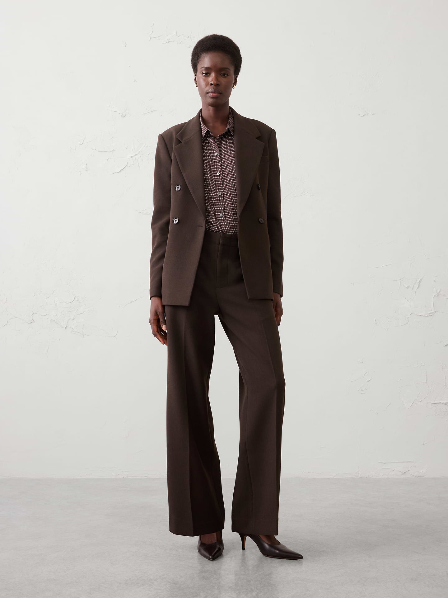 Image number 1 showing, Wide-Leg High-Rise Double Weave Pant