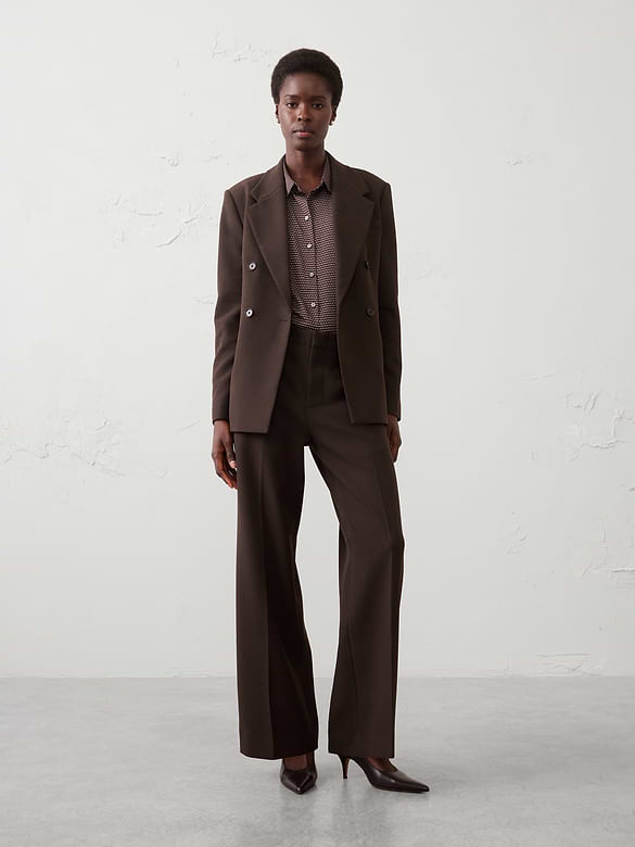 Wide-Leg High-Rise Double Weave Pant