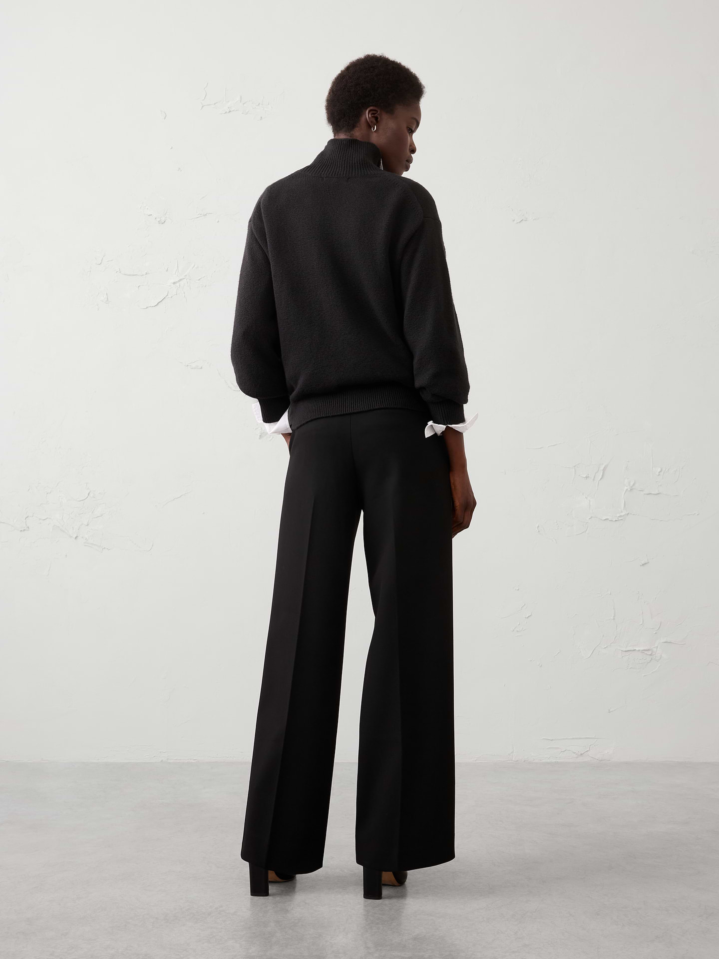 Image number 2 showing, Wide-Leg High-Rise Double Weave Pant