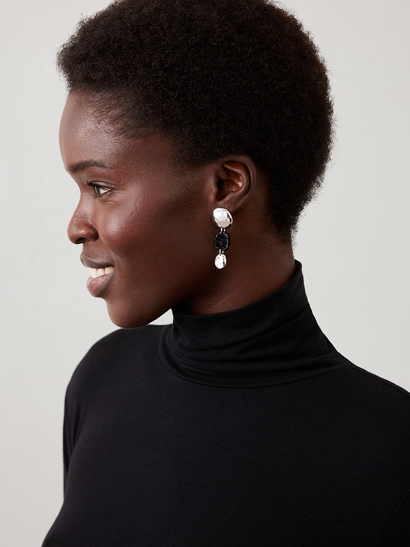 Mixed Media Organic Coin Drop Earrings